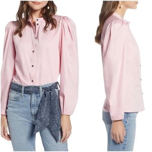 Something Navy Stand Collar Button Through Shirt